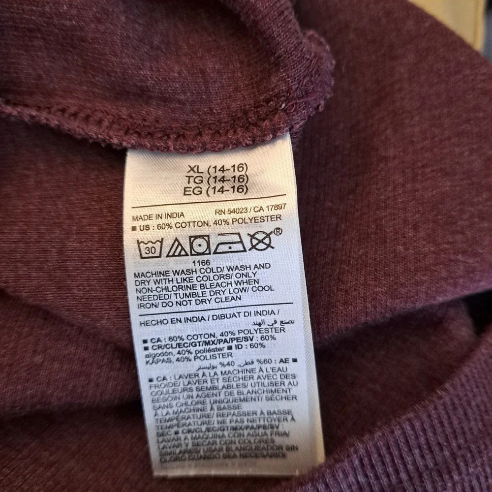 Old Navy Kids Long Sleeve Ribbed Polo Shirt Burgundy Size XL 14-16